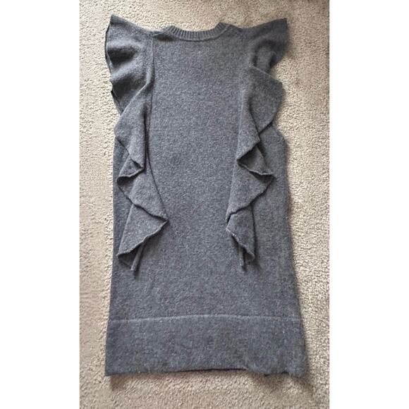 Tsesay Wool Cashmere Gray Sweater Dress Women’s Medium Ruffle Sleeve Pullover - Picture 2 of 5